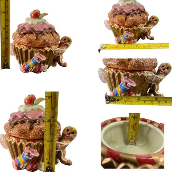 VTG Fitz and Floyd Candy Lane Express Ceramic Cupcake Gingerbread Trinket Dish - Picture 10 of 12
